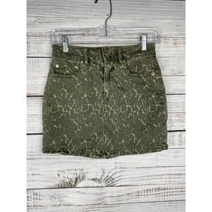 American Eagle Denim Mini Skirt Camo 00 Green Stretch Festival Y2K 2000s Army